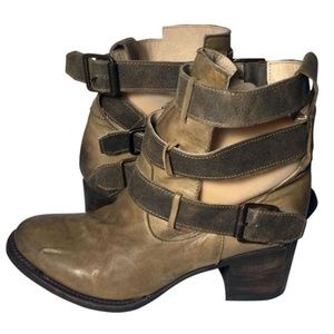 Freebird Rolling Buckle Khaki Boots Size 8